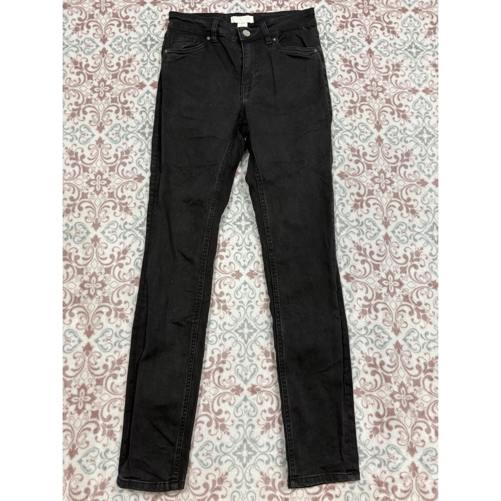 HM Womens Black Skinny Jeans High Rise Slim Fit Denim Pants Size 4 EUR 36